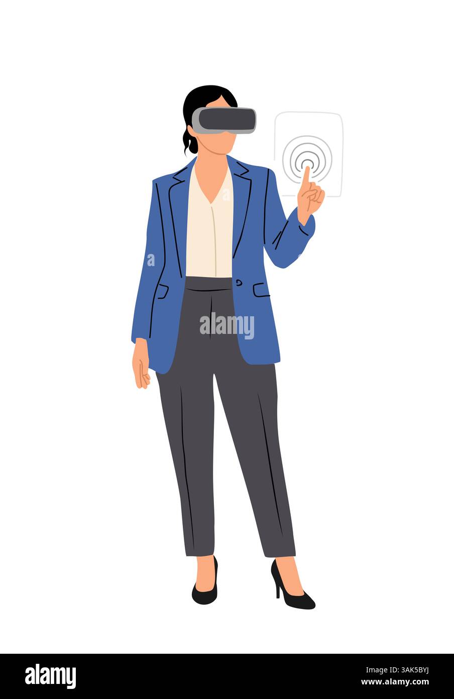 Businesswoman working with data in virtual reality Stock Vector