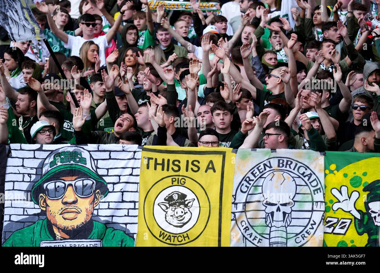 Celtic fans in the stands during the William Hill Premiership match at ...