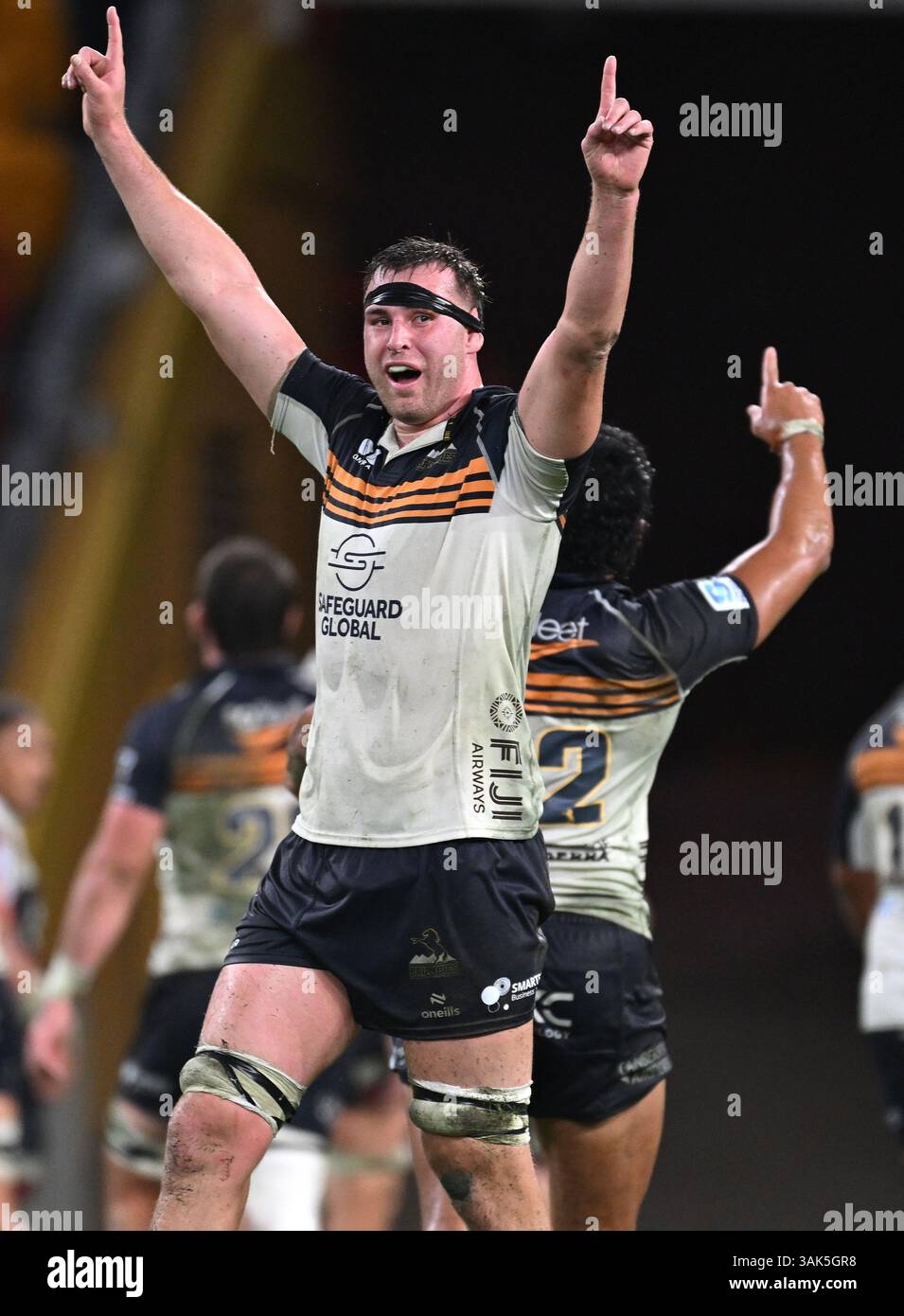 Nick Frost of the Brumbies reacts at full time following the Super ...