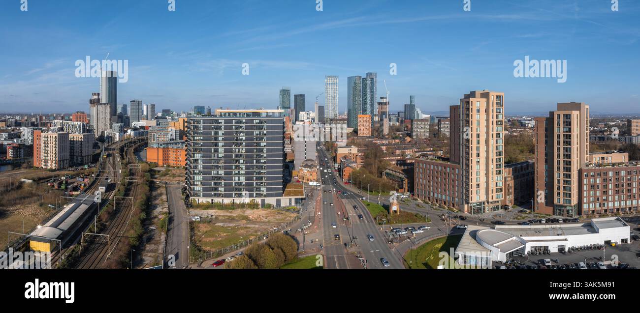 Aerial View of Manchester Cityscape with Beetham Tower and Skyline ...