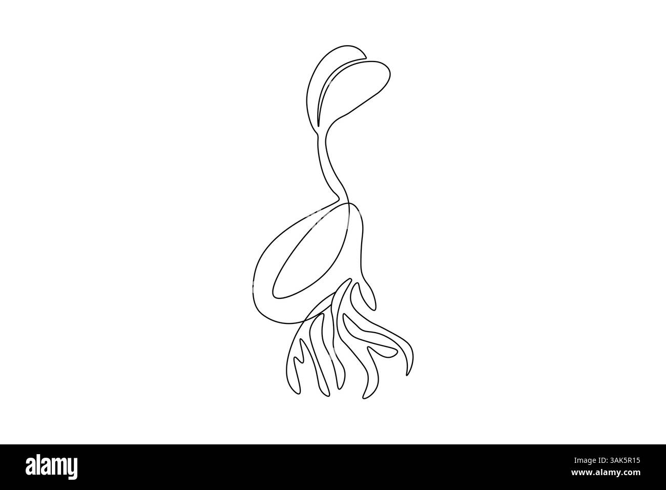 Continuous one line seed with plane with black and white vector icon ...