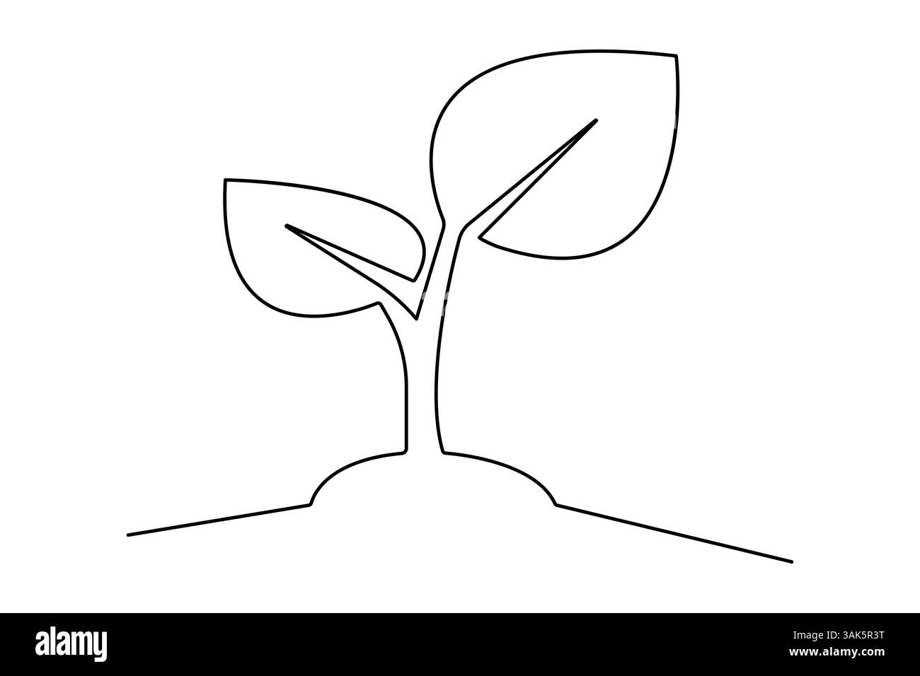 Continuous one line seed with plane with black and white vector icon ...