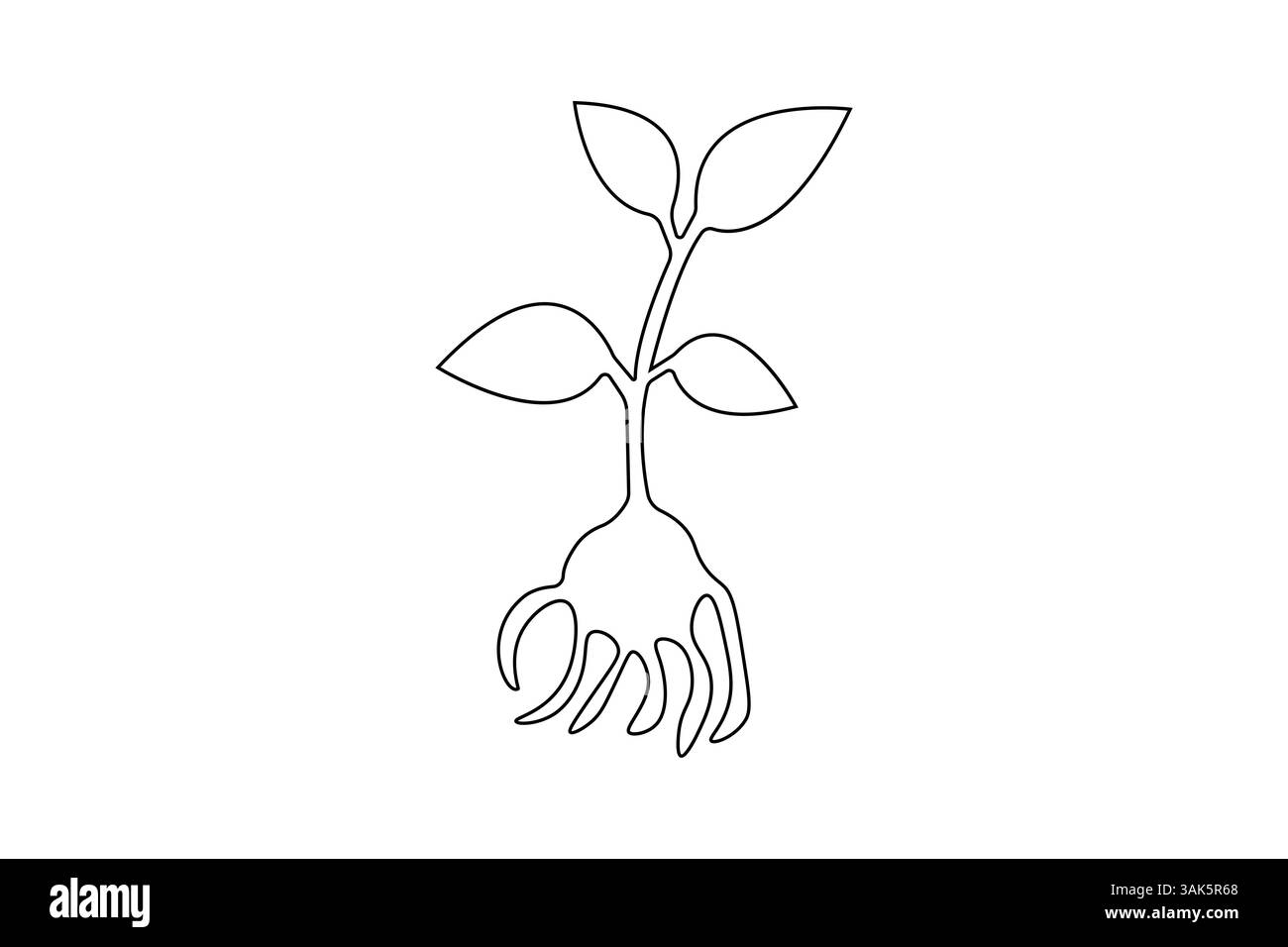 Continuous one line seed with plane with black and white vector icon ...
