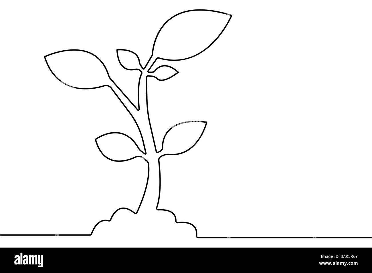 Continuous one line seed with plane with black and white vector icon ...