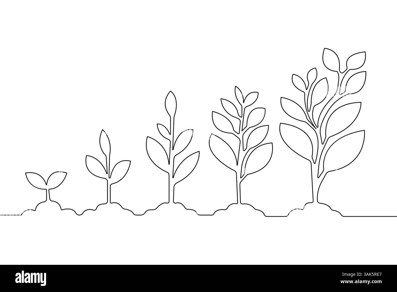 Continuous one line seed with plane with black and white vector icon ...