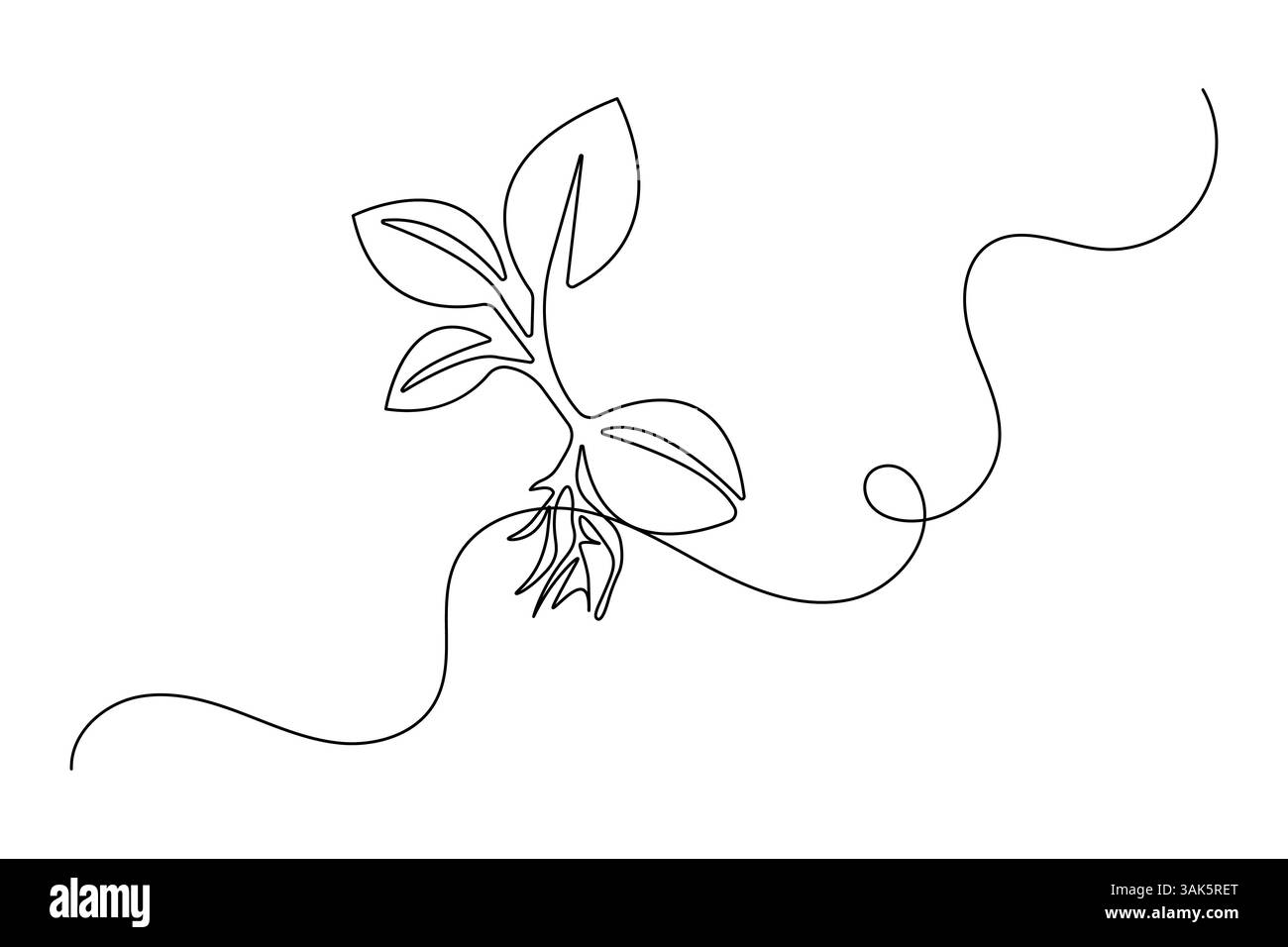 Continuous one line seed with plane with black and white vector icon ...