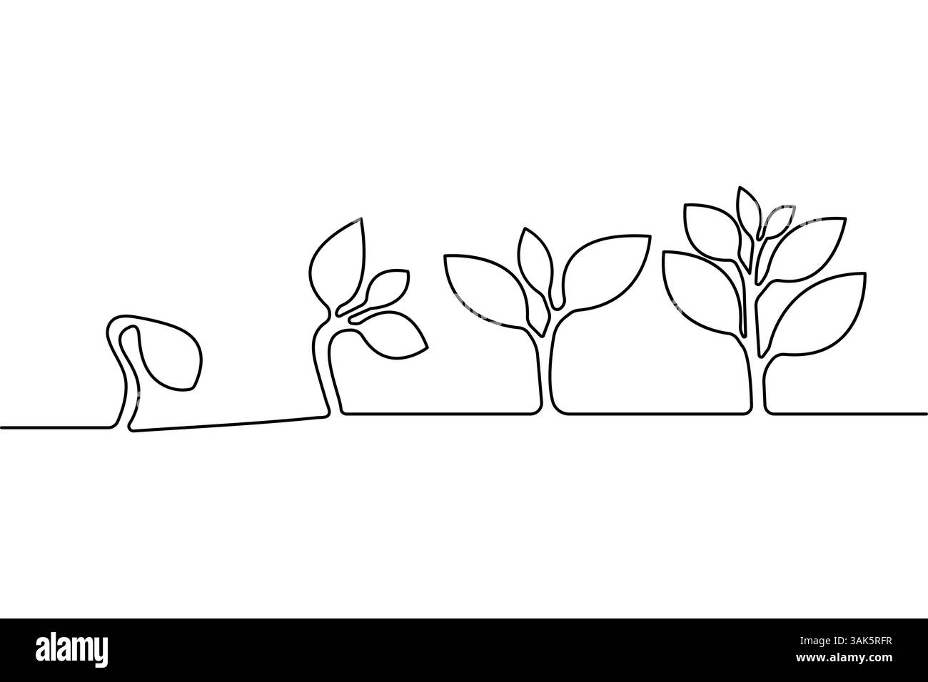 Continuous one line seed with plane with black and white vector icon ...