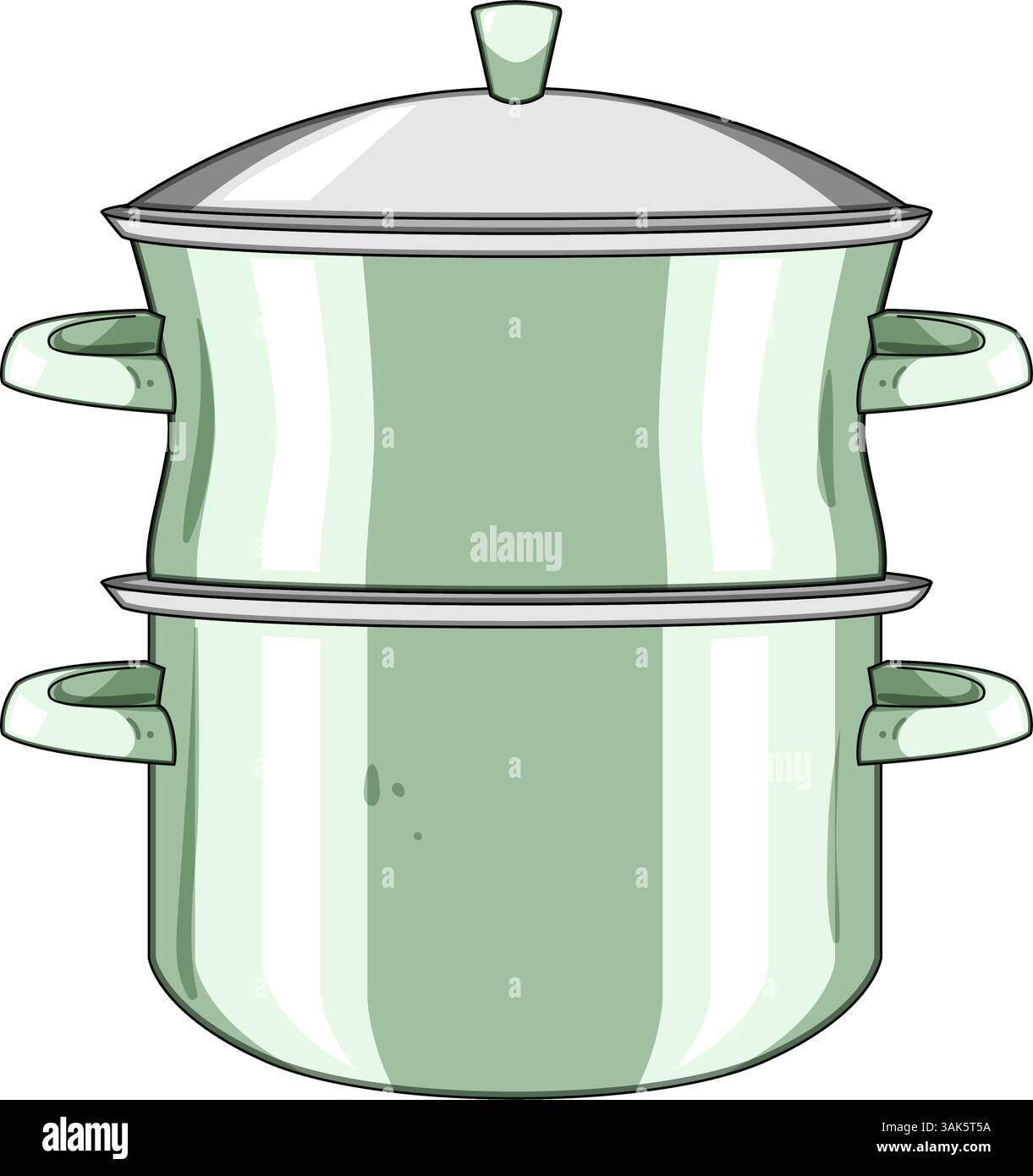 kitchen steamer pot cartoon vector illustration Stock Vector Image ...
