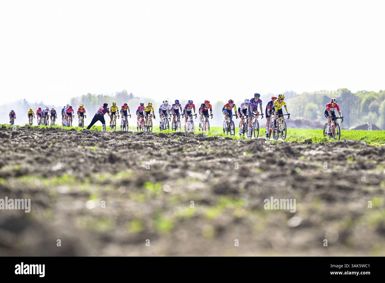 a pack of riders pictured in action during the women's race of the ...