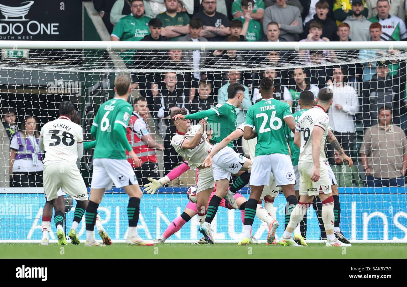 Plymouth, England, 12th April 2025. Ryan Hardie of Plymouth Argyle ...