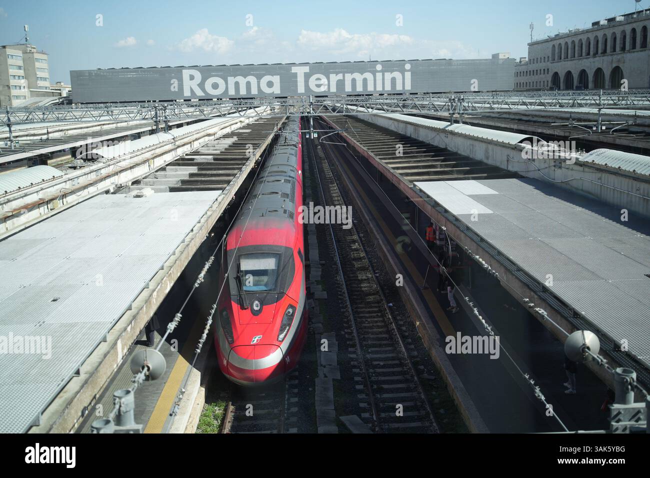 Rome, Italy - April 11, 2025: A red high-speed electric train ...