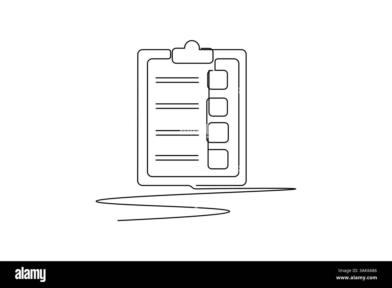 Clipboard with a checklist continuous one line drawing and minimalist ...