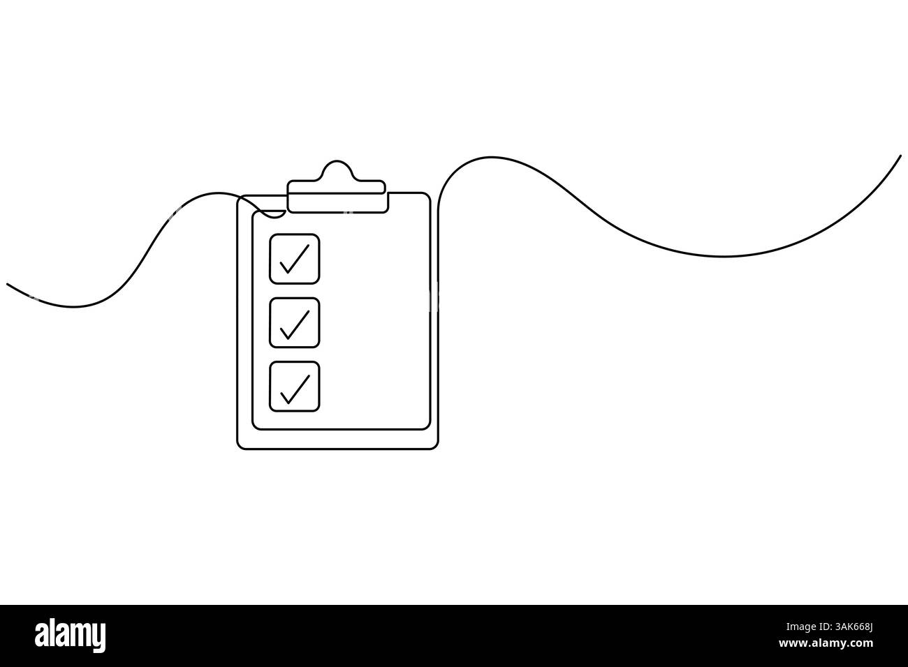 Clipboard with a checklist continuous one line drawing and minimalist ...