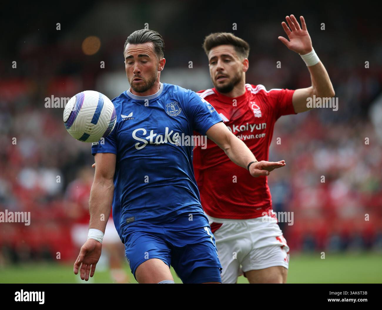 Everton's Jack Harrison and Nottingham Forest's Alex Moreno (right ...