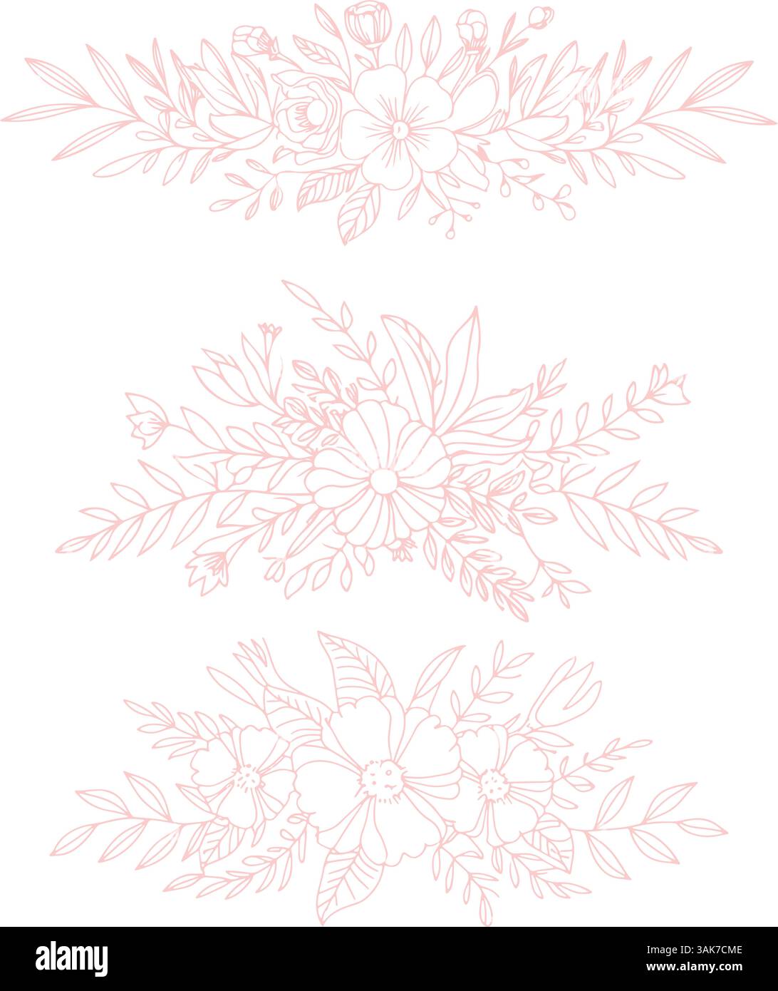 Minimalist Hand drawn flower set Stock Vector