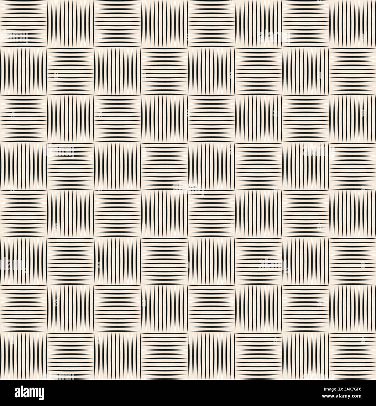 Crossing ribbons squares, rectangles abstract seamless pattern. Black beige geometric pattern. Stock Vector