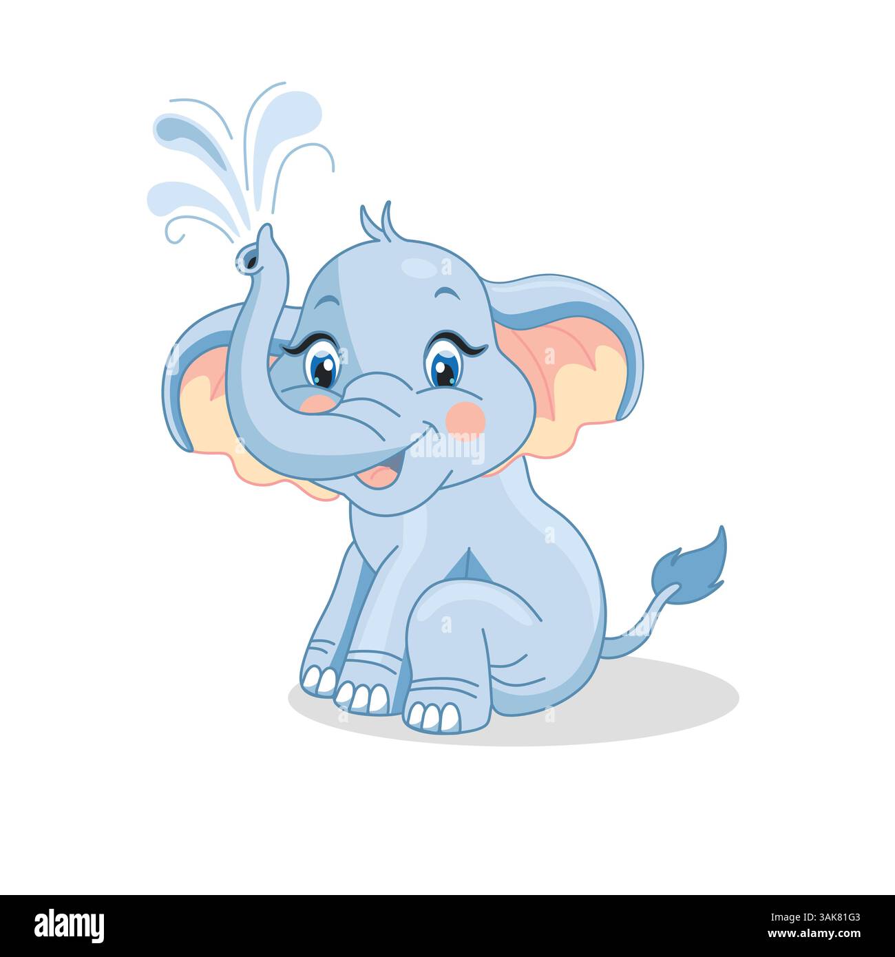 Cartoon cute baby elephant sitting on white background Stock Vector ...