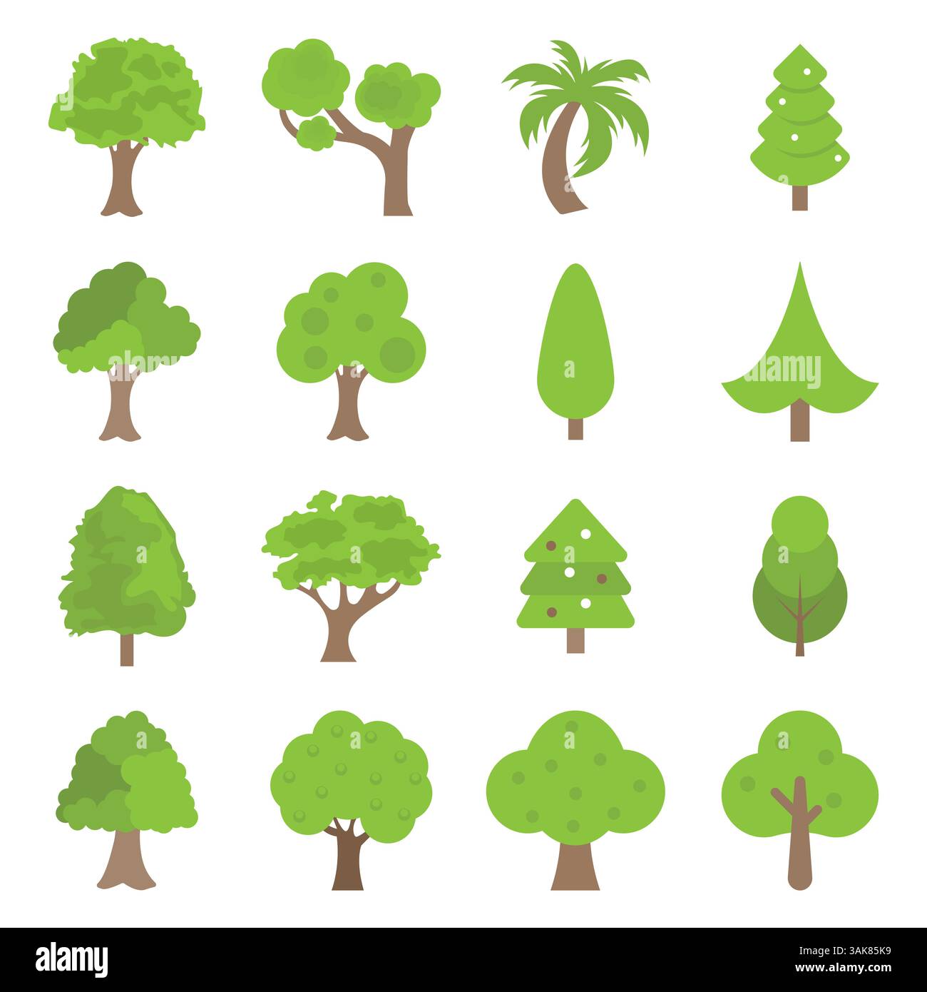 Collection of flat trees Icon, can be used to illustrate any nature or ...
