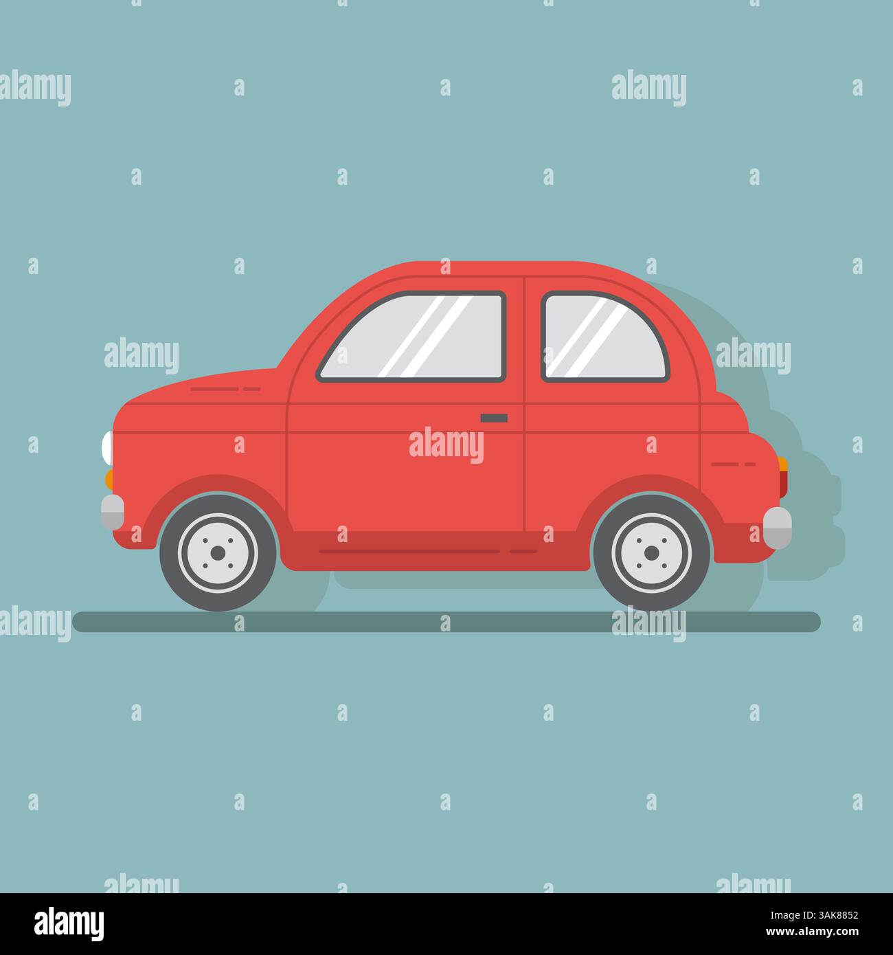 Vector icon red car in flat style with shadow on bright background in ...