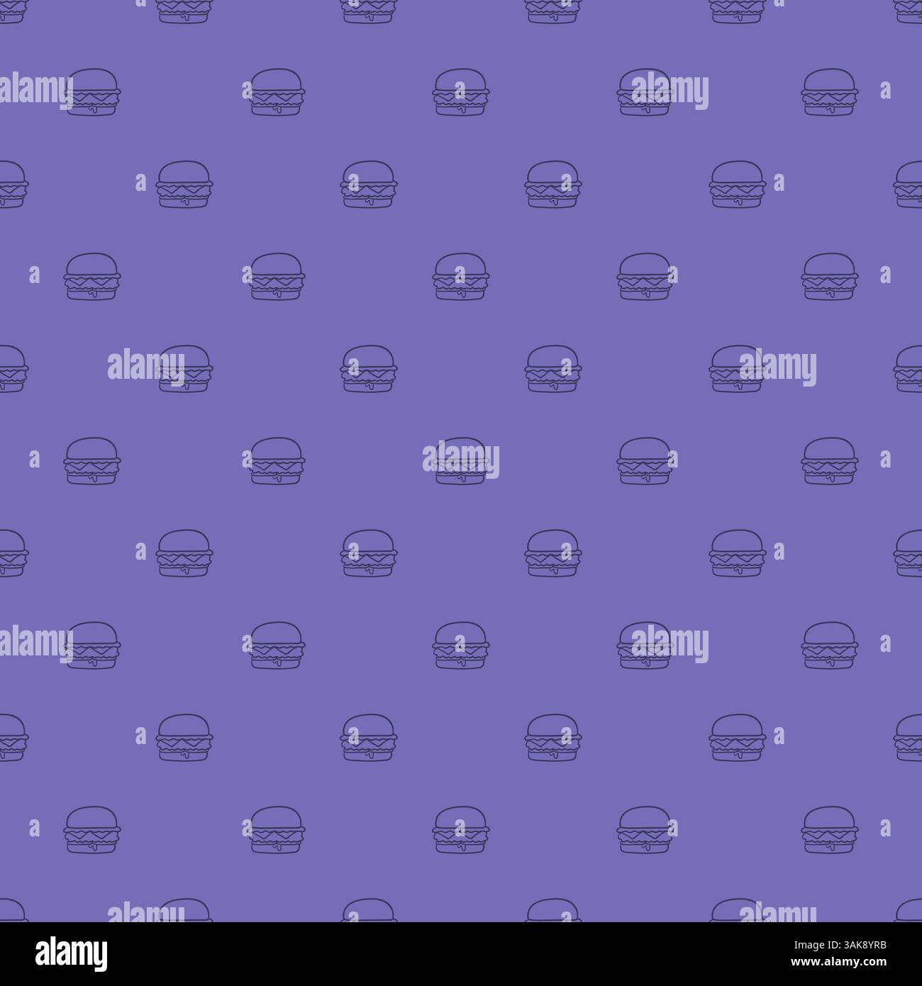 Seamless vector pattern burger on purple scribble background Stock Vector