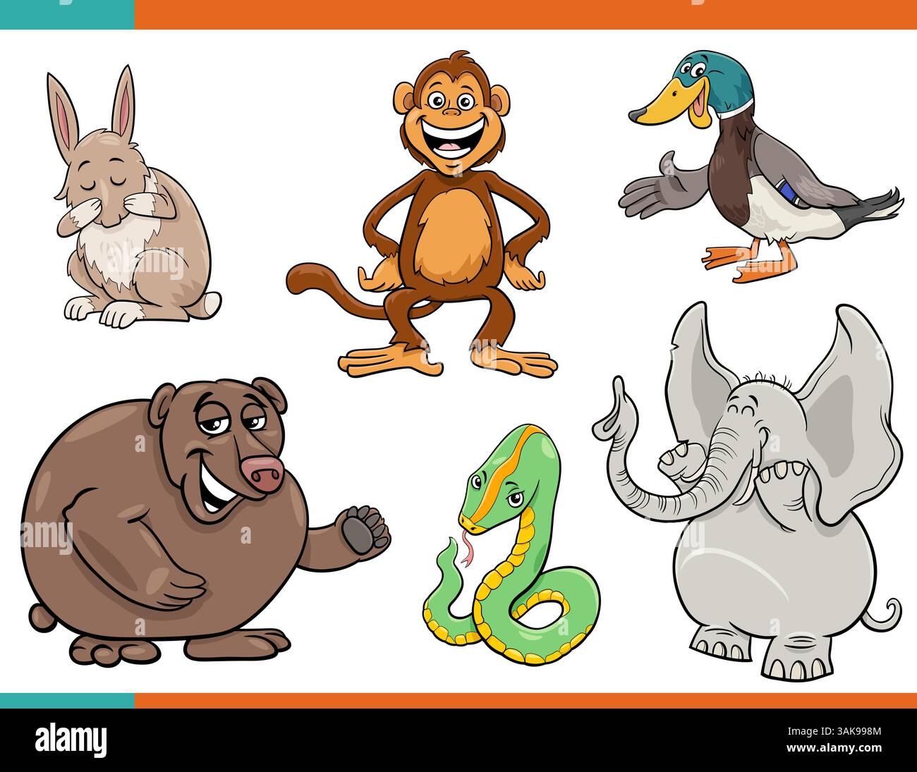 Cartoon illustration of funny wild mammals comic animal characters set Stock Vector