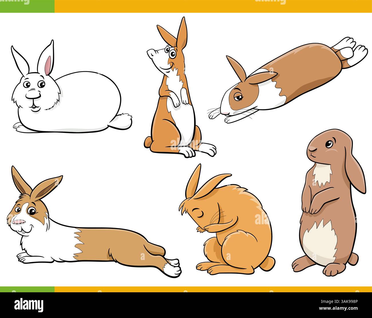 Cartoon illustration of cute miniature rabbits animal characters set ...