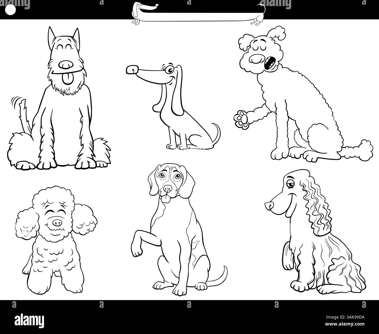 Cartoon illustration of purebred dogs and puppies animal characters set ...