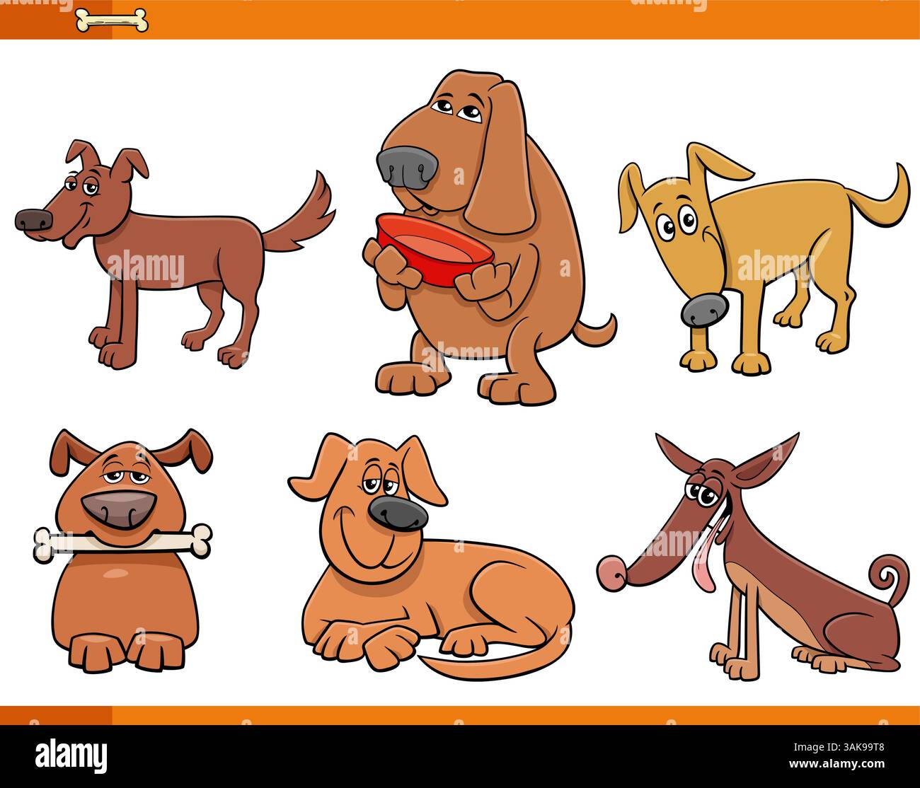 Cartoon illustration of funny dogs comic animal characters collection ...