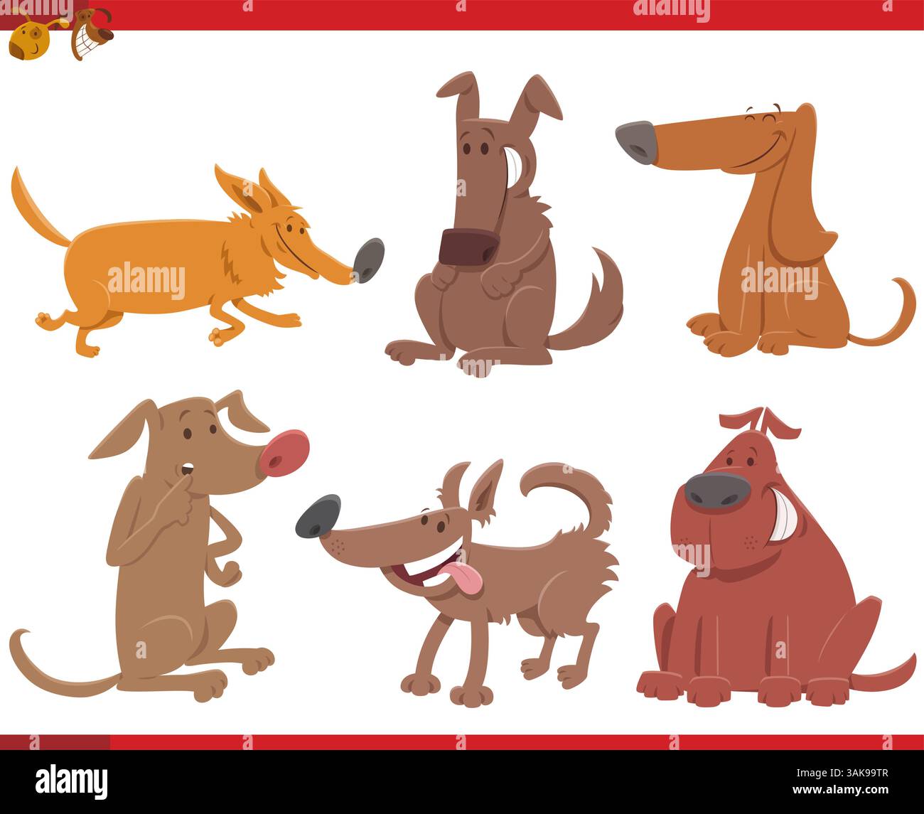 Cartoon illustration of funny dogs and puppies animal characters set ...