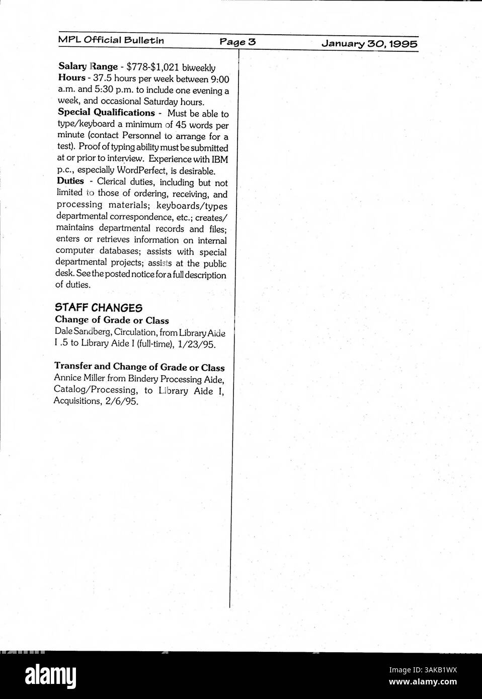 The 1995 Minneapolis Public Library official bulletin is a weekly ...