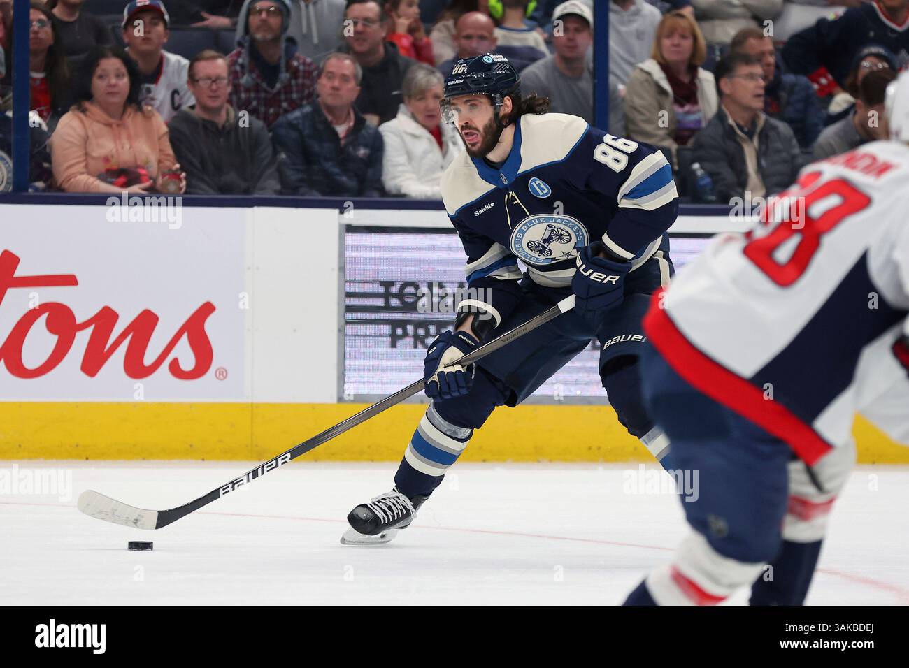Marchenko 86 Columbus Blue Jackets right wing Kirill Marchenko (86) looks for a shot ...