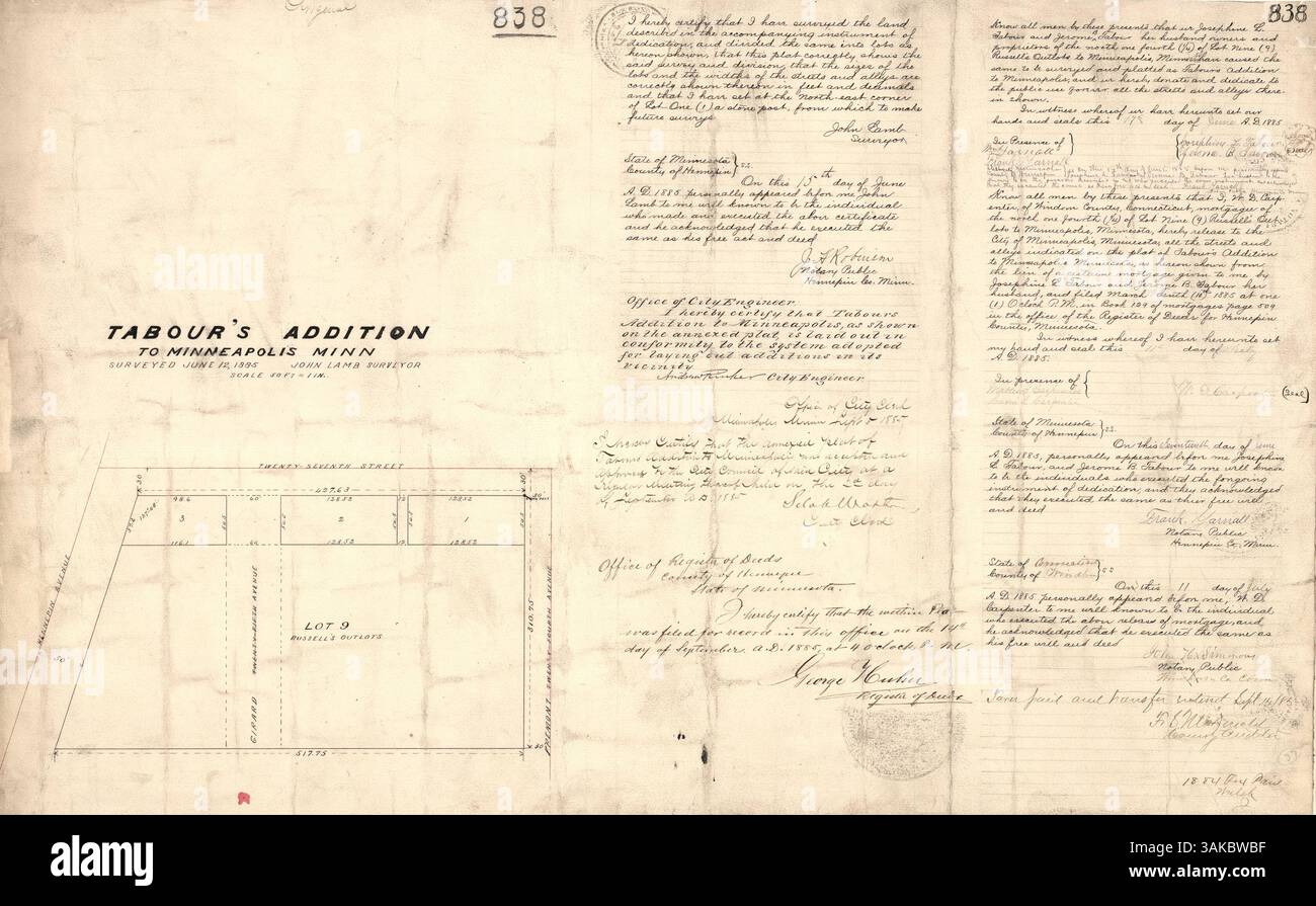 Map showing Tabour's Addition to Minneapolis, a development that ...