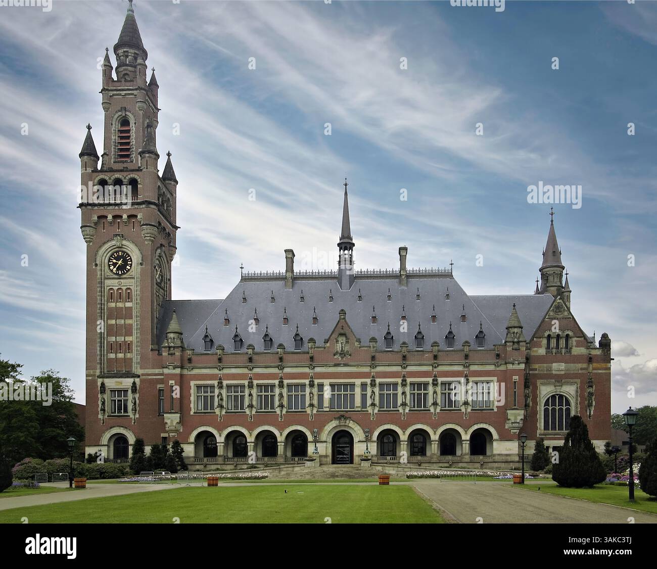 The Peace Palace in The Hague, Netherlands, which is the seat of the ...