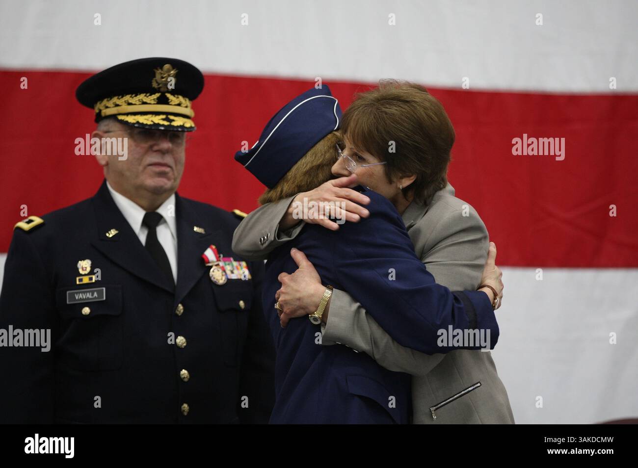 February 12, 2017 - New Castle, United States - Delaware National Guard Commander Carol Timmons receives the oath of office from Delaware Governor John Carney during the change of command ceremony at the Army Aviation Support Facility February 12, 2017 in New Castle, Delaware. (Credit Image: © James Pernol/Planet Pix via ZUMA Wire) Stock Photo
