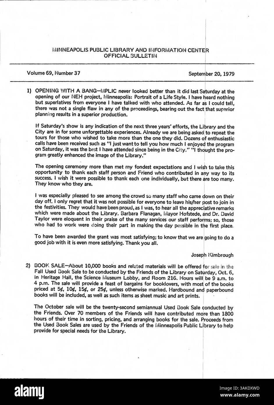 This weekly 1979 Minneapolis Public Library Official Bulletin provides ...