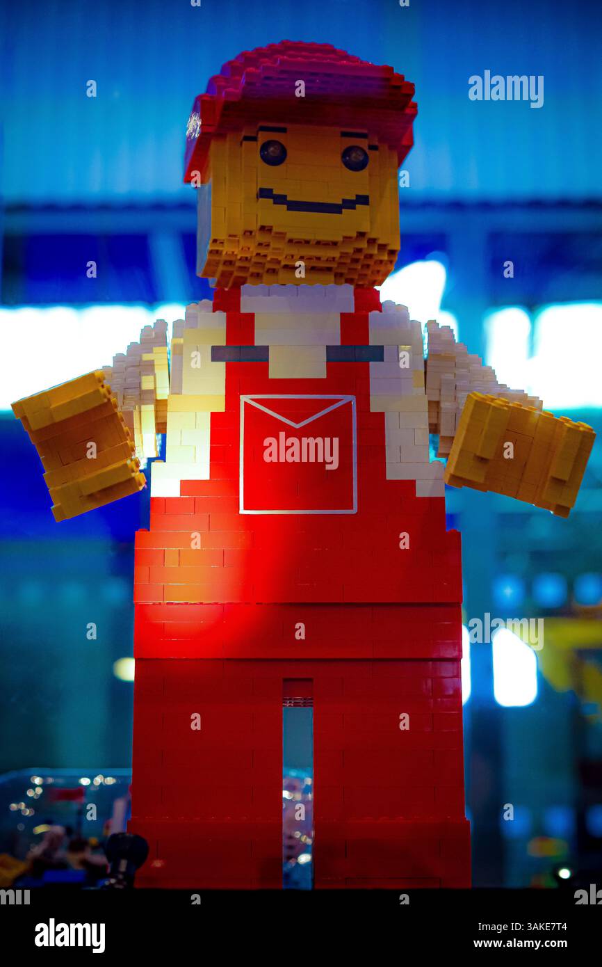 Lego sculptures of historic shipwrecks from the ‘Brick Wrecks’ exhibition at Chatham Historic Dockyard, Medway, Kent. England UK Stock Photo