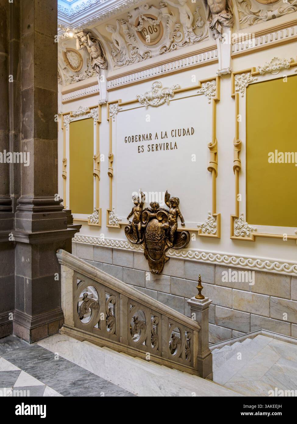 City Hall, interior, City of Puebla, Puebla State, Mexico Stock Photo ...