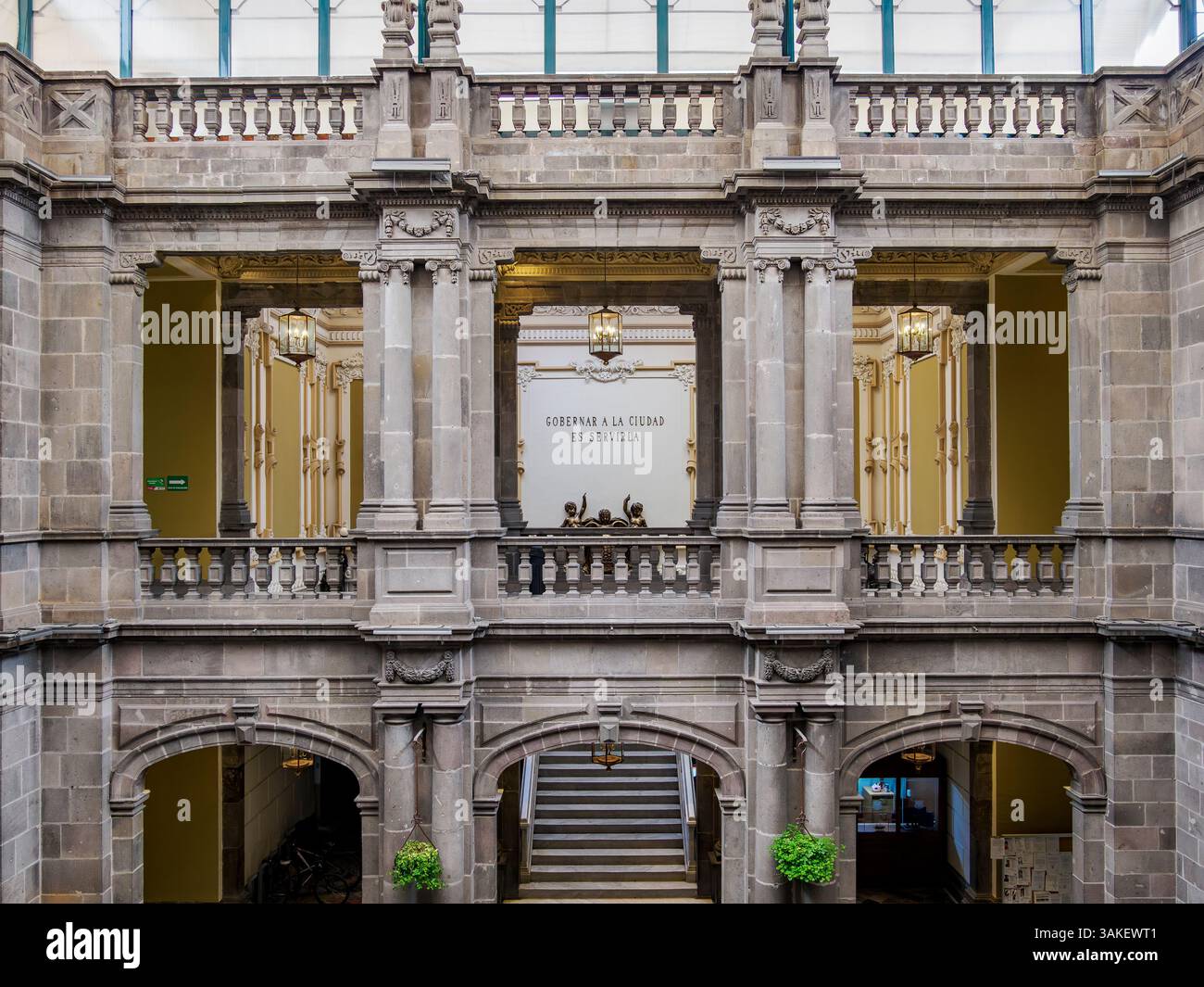 City Hall, interior, City of Puebla, Puebla State, Mexico Stock Photo ...