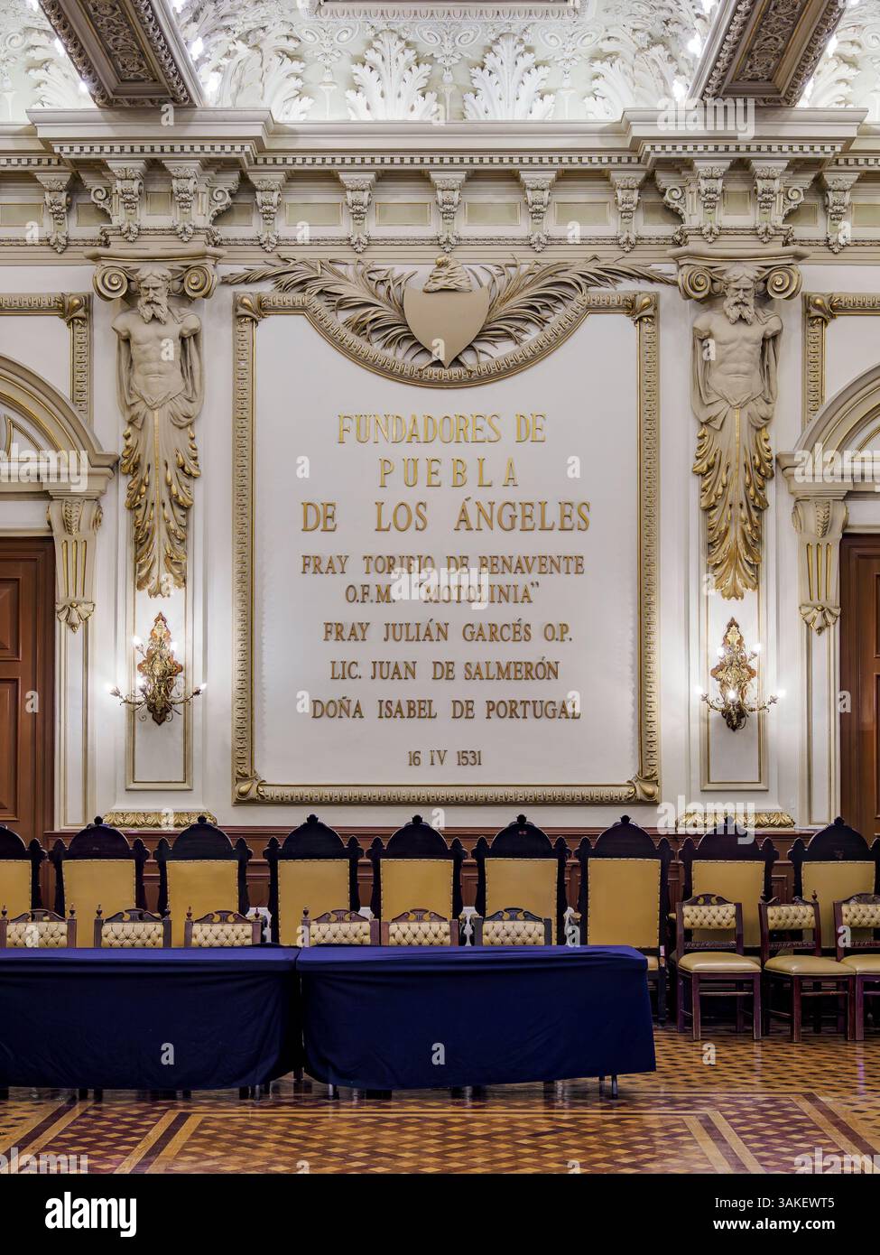 City Hall, interior, City of Puebla, Puebla State, Mexico Stock Photo ...