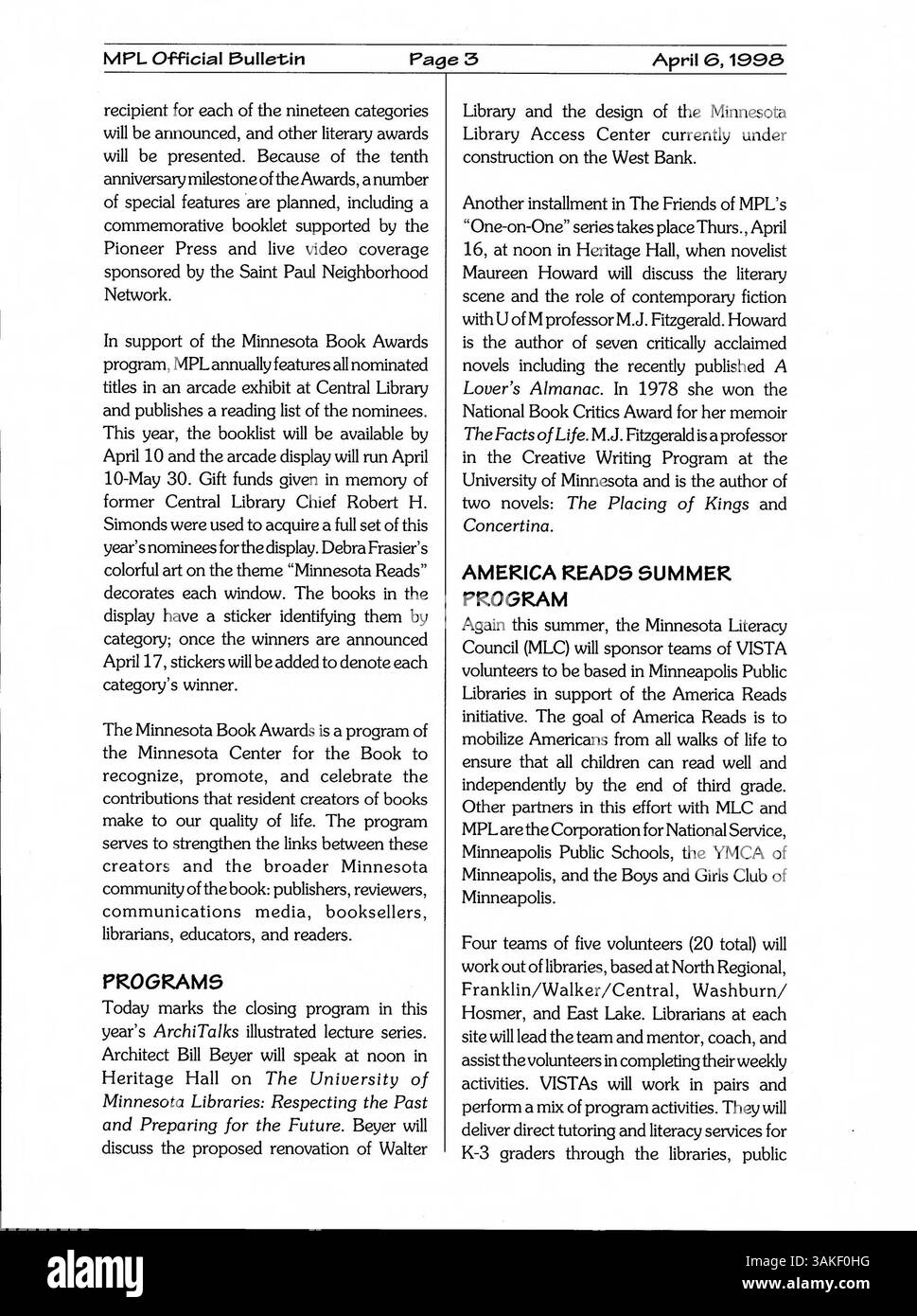 The 1998 edition of the Minneapolis Public Library official bulletin ...