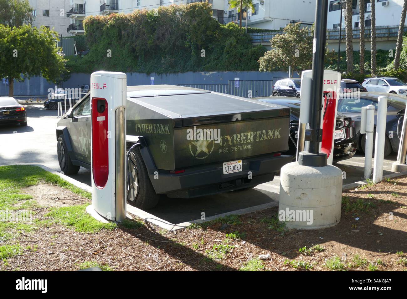 Los Angeles, California, USA 10th April 2025 Military Tesla Cybertank ...