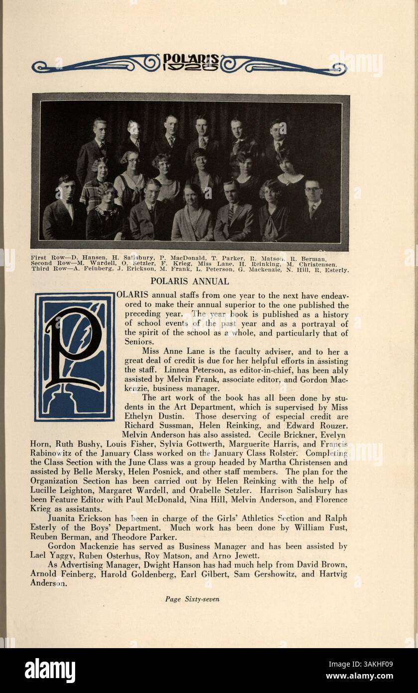 The 1925 'Polaris' yearbook from North High School provides a snapshot ...