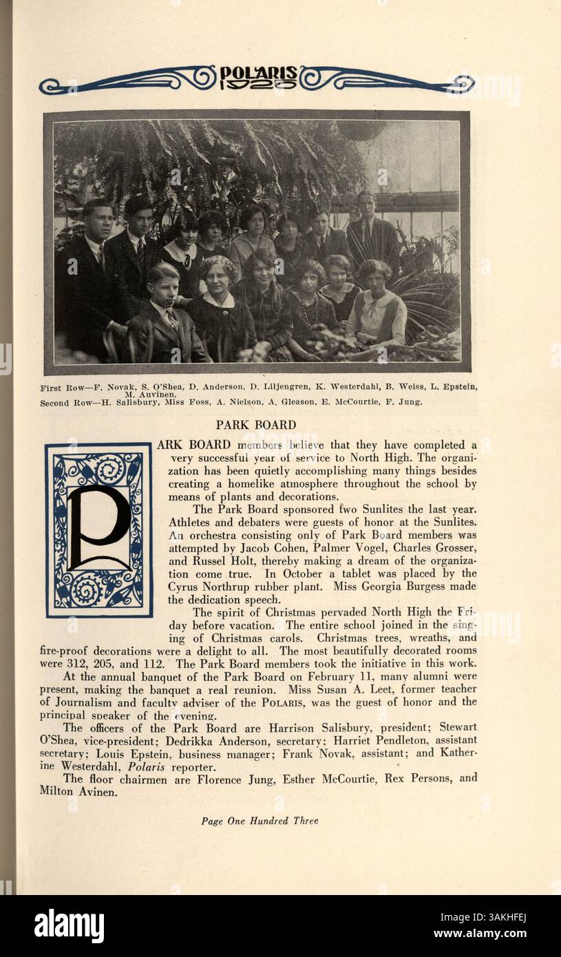 The 1925 'Polaris' yearbook from North High School documents the 1924 ...