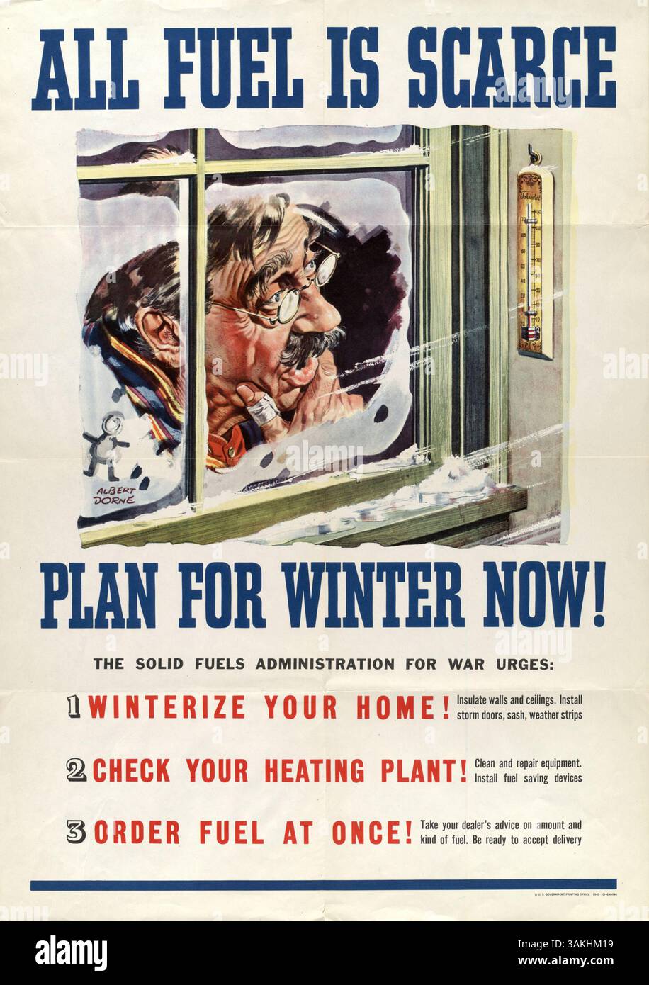 Winterize Message This 1945 image features an older man looking out of a frosted window ...