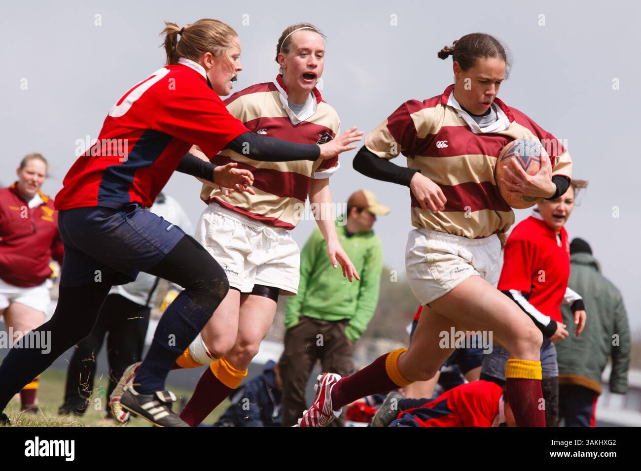Women's rugby match action at the annual Cherry Blossom Rugby ...