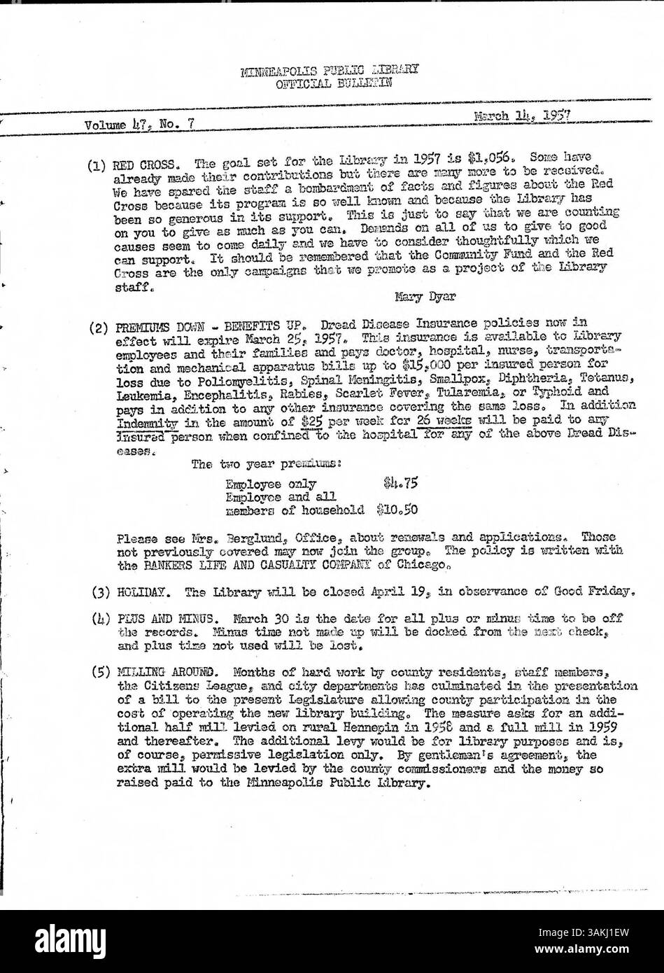 This official bulletin from 1957 was issued weekly to inform employees ...