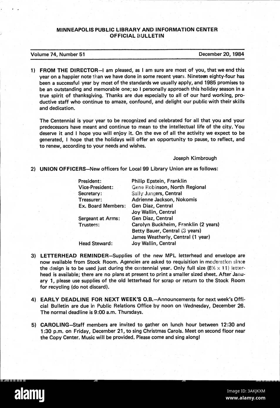 The Minneapolis Public Library Official Bulletin from 1984 was a weekly ...