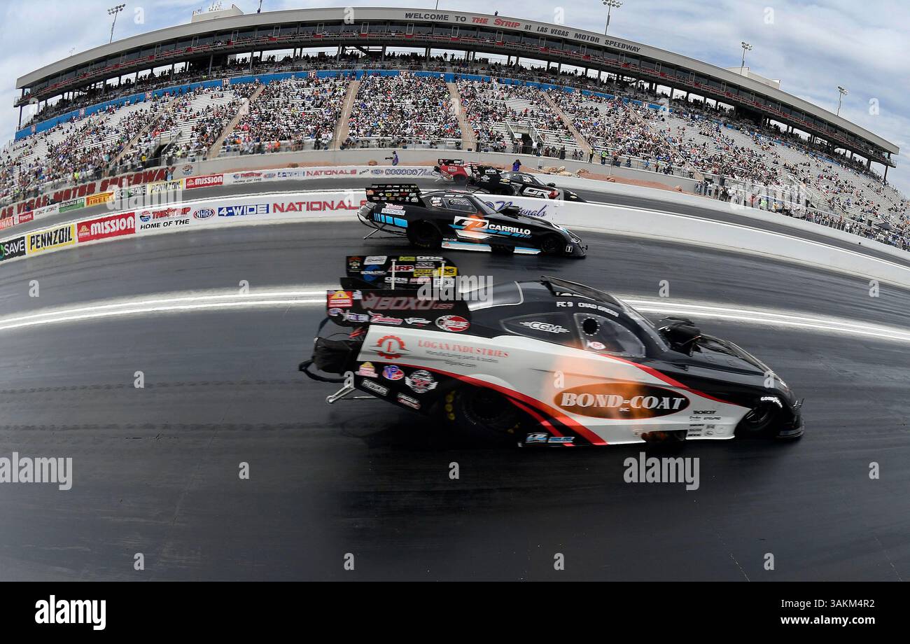 LAS VEGAS, NV - APRIL 12: Funny Cars drivers, from bottom, Chad Green ...