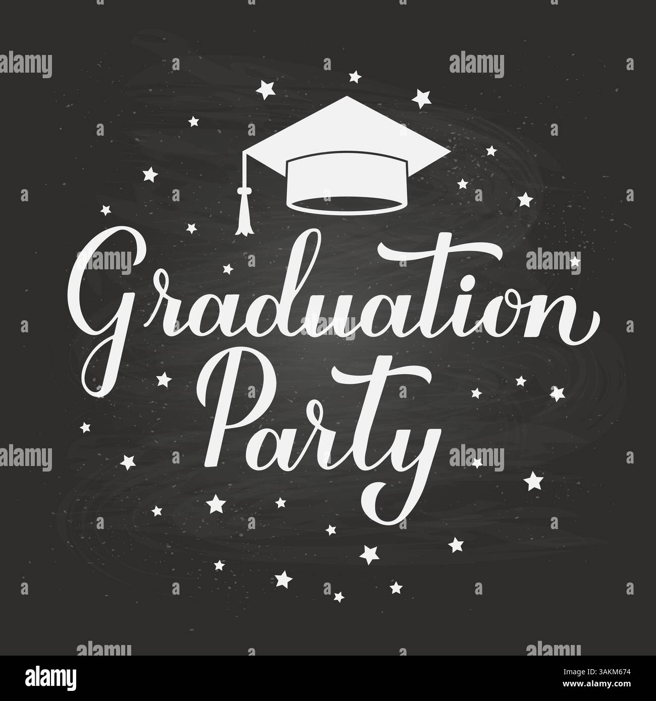 Graduation Party calligraphy hand lettering on chalkboard background ...