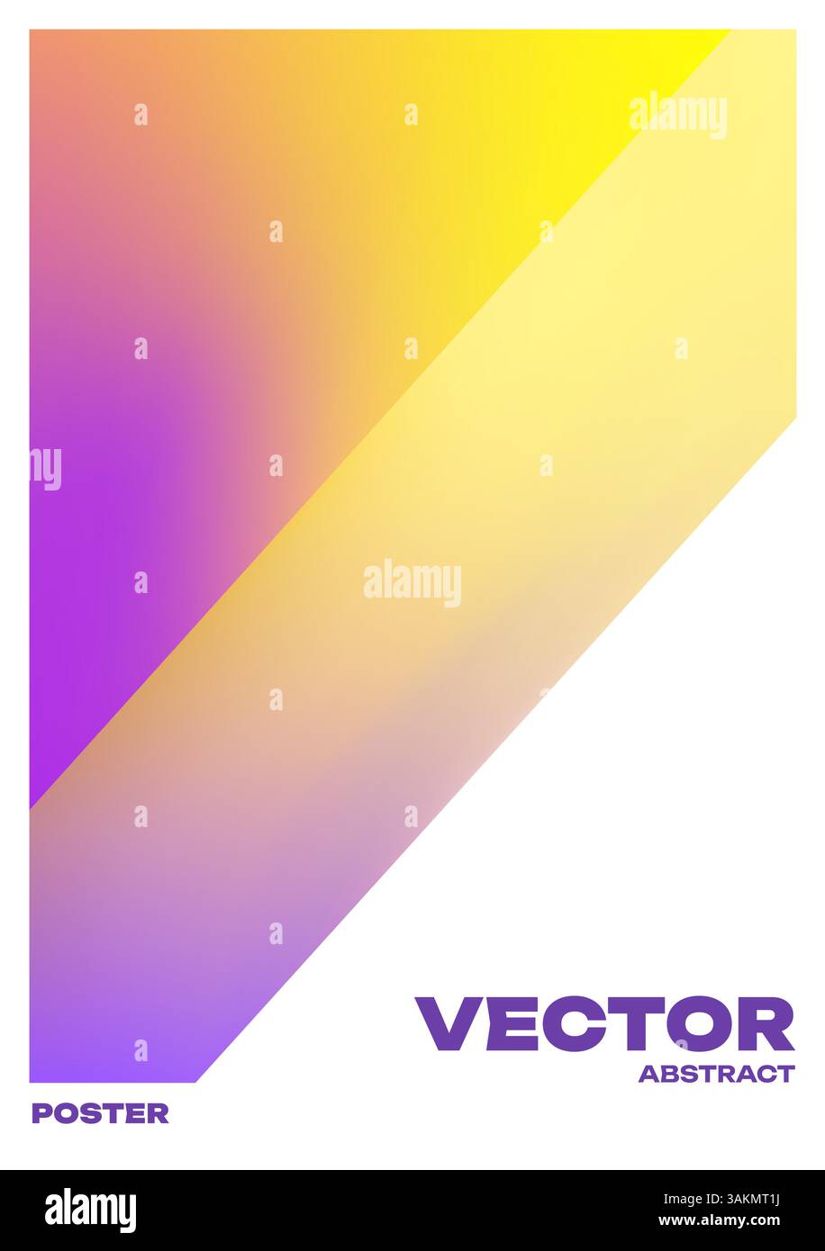 Diagonal poster with yellow and purple gradient Stock Vector